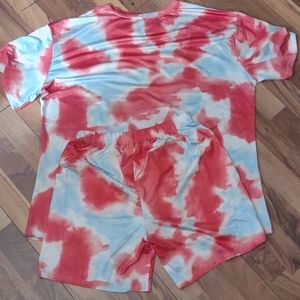 Red and blue shirt and shorts